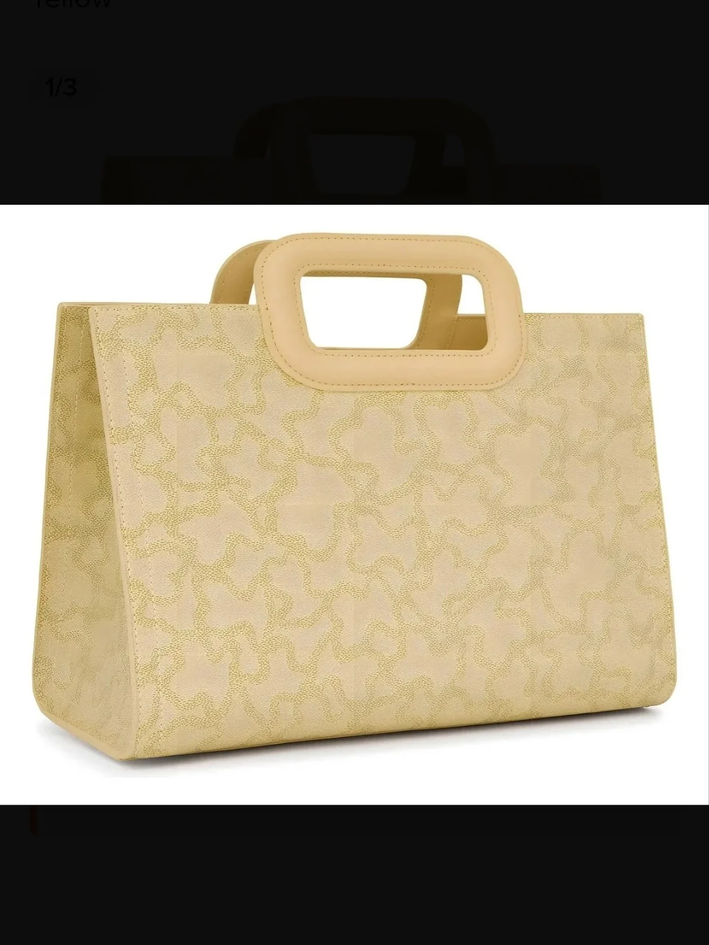 TOUS NWT Medium Shopper Amaya Cream Kaos Icon Yellow